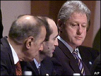 Ноябрь 1999 года. Саммит ОБСЕ в Стамбуле. Президент США Билл Клинтон (справа), президент Армении Роберт Кочарян (в центре) и президент Азербайджана Гейдар Алиев (слева)